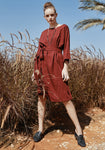 שמלת אוברסייז - בורדו - דגם רזיאל - US-Fashion.tlv