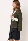 ג'קט קצר לנשים - ירוק זית- דגם ברודווי - US-Fashion.tlv