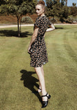 שמלת מעטפת - פרחוני שחור - דגם אלהמברה - US-Fashion.tlv
