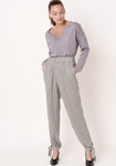 מכנסיים עם גומי - הדפס שמנת - דגם טאג'יר - US-Fashion.tlv
