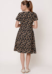 שמלת מעטפת - פרחוני שחור - דגם אלהמברה - US-Fashion.tlv